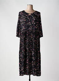 Rochie midi imprimeu floral mâneci lungi negru CONCEPT K femme