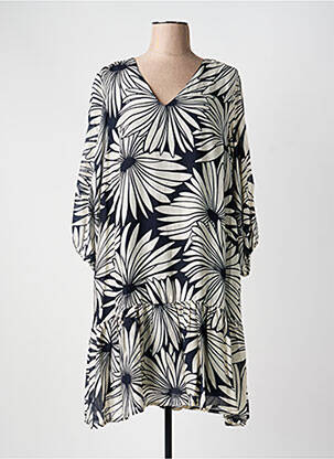 Rochie midi imprimeu floral mâneci 3/4 albastru MARIA BELLENTANI femeie