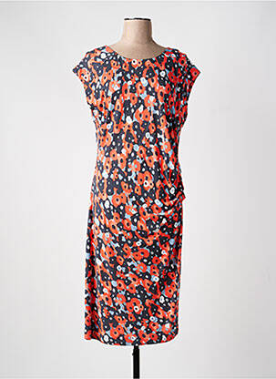 Rochie midi imprimeu floral mâneci scurte portocalie SANDWICH femeie