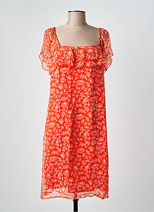 Rochie midi imprimeu floral mâneci scurte portocalie AGATHE & LOUISE femeie