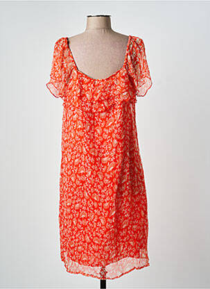 Rochie midi imprimeu floral mâneci scurte portocalie AGATHE & LOUISE femeie
