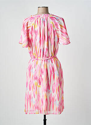 Rochie midi imprimeu fantezie mâneci scurte roz J&JOY femeie
