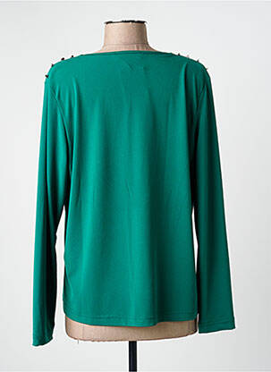 Top țesătură crep mâneci lungi verde GRIFFON femeie