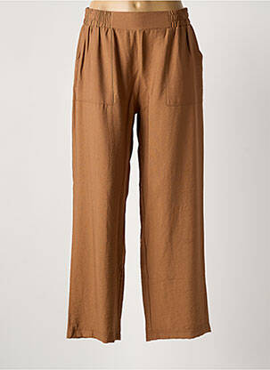 Pantalon drept talie elastică maro HAJO femeie