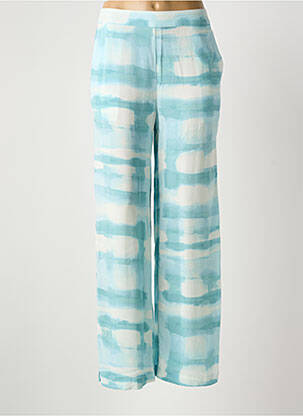 Pantalon drept talie elastică albastru ICHI femeie