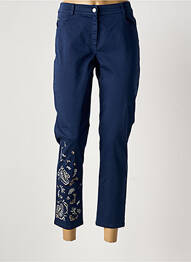 Pantalon 7/8 închidere cu fermoar sub clapetă cu nasturi albastru MERI & ESCA femme