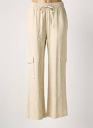 Pantalon drept talie elastică bej ICHI femeie