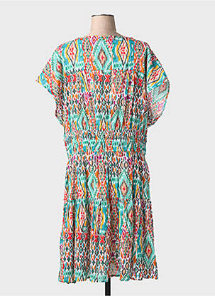 Rochie midi imprimeu fantezie mâneci scurte verde CHRISTINE LAURE femeie