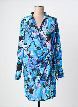 Rochie midi imprimeu floral mâneci lungi albastru MORGAN femeie