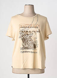 Tricou serigrafie flockată mâneci scurte bej BARBARA LEBEK femeie