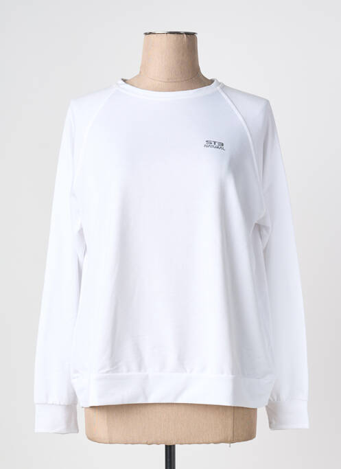 Tricou croială dreaptă mâneci lungi alb NATURAL STB femme
