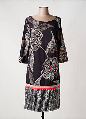 Rochie midi imprimeu floral mâneci 3/4 negru COMMA, femeie