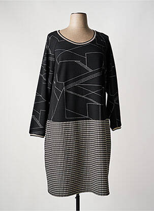 Rochie midi imprimeu fantezie mâneci lungi negru FRED SABATIER femeie