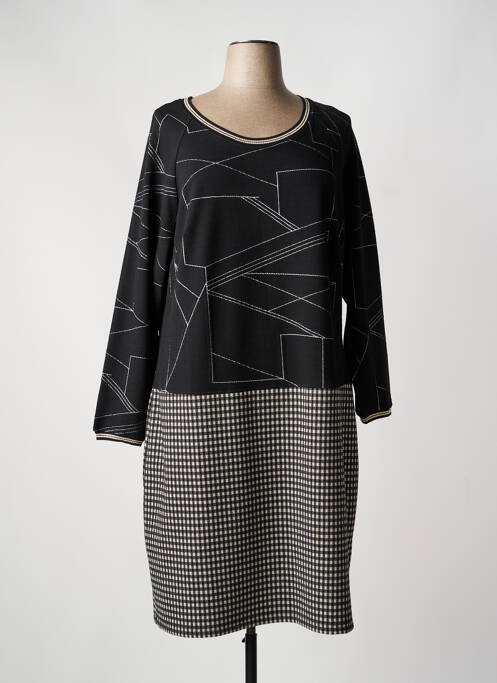 Rochie midi imprimeu fantezie mâneci lungi negru FRED SABATIER femme