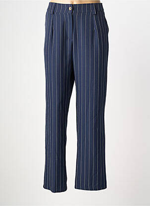 Pantalon drept talie cu cleme talie înaltă albastru HALOGENE femeie