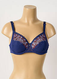 Sutien efect material satinat sutien cupe întregi cu decolteu înalt albastru CHANTELLE femme