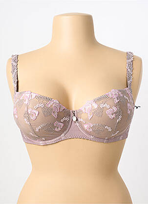 Sutien fără armatură sutien balconet cu decolteu înalt violet SECRET D'EVA femeie