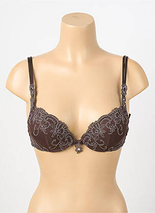 Sutien efect material satinat top sutien push-up maro AMBRA femeie