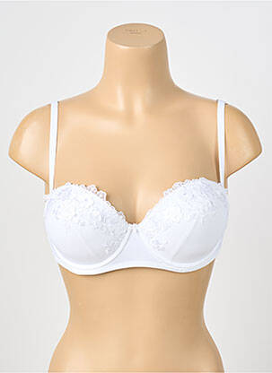 Sutien efect material satinat top sutien push-up alb AMBRA femeie