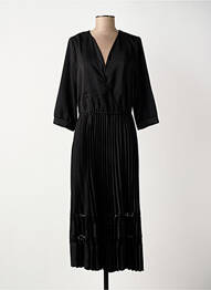 Rochie lungă croială cambrată mâneci 3/4 negru ELORA femme