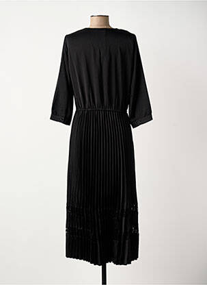 Rochie lungă croială cambrată mâneci 3/4 negru ELORA femeie