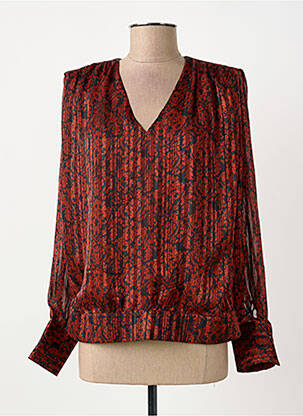 Bluză imprimeu floral mâneci lungi portocaliu ELORA femme