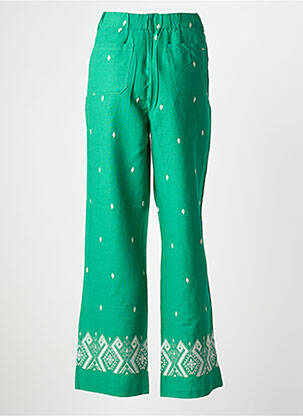 Pantalon drept închidere cu fermoar sub clapetă cu nasturi mărime normală verde ELORA femeie