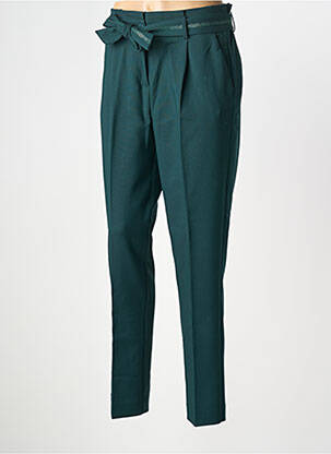 Pantalon slim țesătură poplin mărime normală verde ELORA femeie