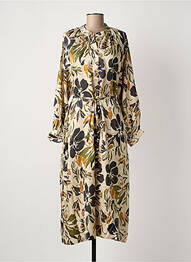 Rochie midi imprimeu fantezie mâneci lungi bej SEE U SOON femeie