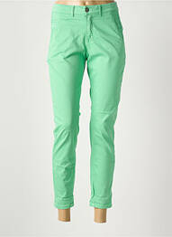 Pantalon chino țesătură poplin mărime normală verde SUMMUM femme
