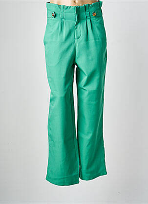Pantalon drept talie elastică verde SEASON femeie