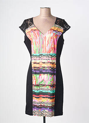 Rochie midi imprimeu fantezie mâneci lungi negru PAUL BRIAL femeie