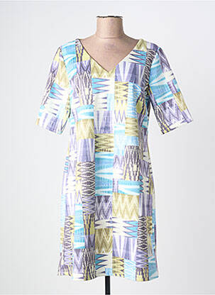 Rochie midi imprimeu fantezie mâneci scurte albastru HALOGENE femeie