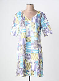 Rochie midi imprimeu fantezie mâneci scurte albastru HALOGENE femme