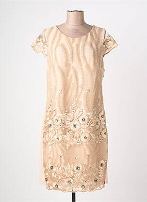 Rochie midi mâneci scurte mâneci scurte bej FRED SABATIER femeie