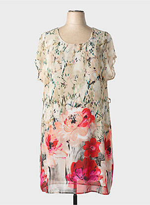 Rochie midi imprimeu fantezie mâneci scurte verde FRED SABATIER femeie