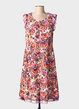 Rochie midi imprimeu fantezie mâneci scurte violet INITIATIVE femeie