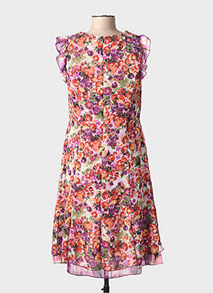 Rochie midi imprimeu fantezie mâneci scurte violet INITIATIVE femeie