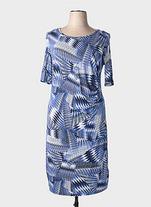 Rochie midi imprimeu fantezie mâneci scurte albastru CONCEPT K femeie