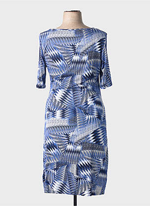 Rochie midi imprimeu fantezie mâneci scurte albastru CONCEPT K femeie