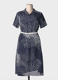 Rochie midi imprimeu fantezie mâneci scurte albastru GRIFFON femme