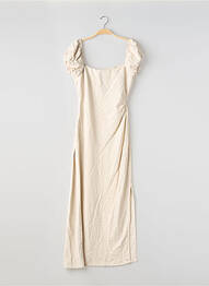 Rochie lungă mâneci scurte mâneci scurte bej STRADIVARIUS femme