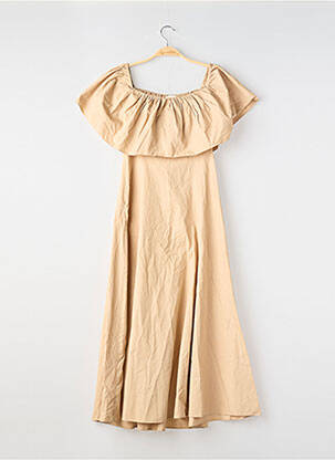 Rochie midi mâneci scurte mâneci scurte bej H&M femeie