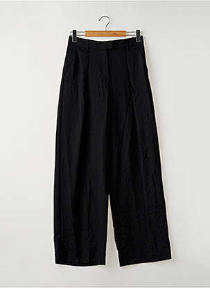 Pantalon larg țesătură poplin mărime normală negru MANGO femeie