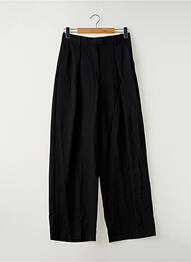 Pantalon larg țesătură poplin mărime normală negru MANGO femme