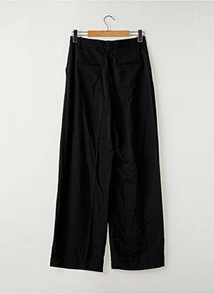 Pantalon larg țesătură poplin mărime normală negru MANGO femeie