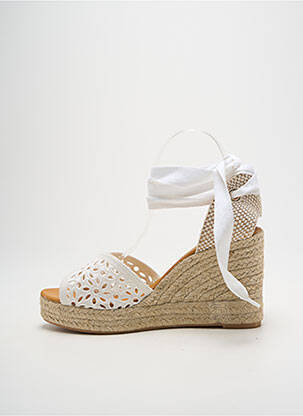 Espadrile închidere cu șireturi toc de 7 la 9 cm alb MAYPOL femeie