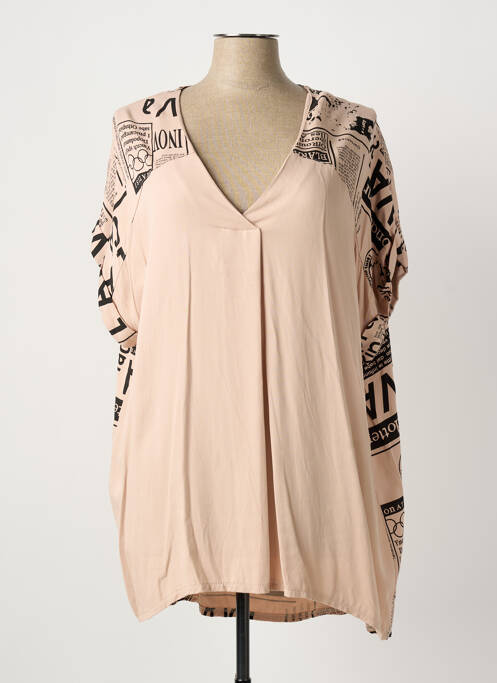 Tunică mâneci scurte guler în v bej QUATTRO femme