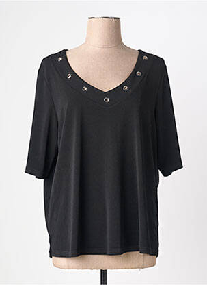 Top țesătură crep mâneci scurte negru JUMFIL femeie