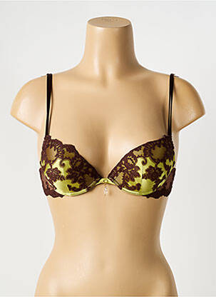 Sutien efect material satinat top sutien push-up verde AMBRA femeie